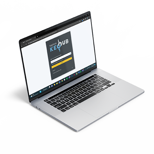 Topicus KeyHub login page on laptop