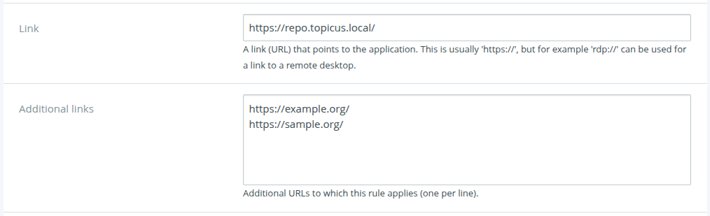 A screenshot of a vault record with multiple URLs.
