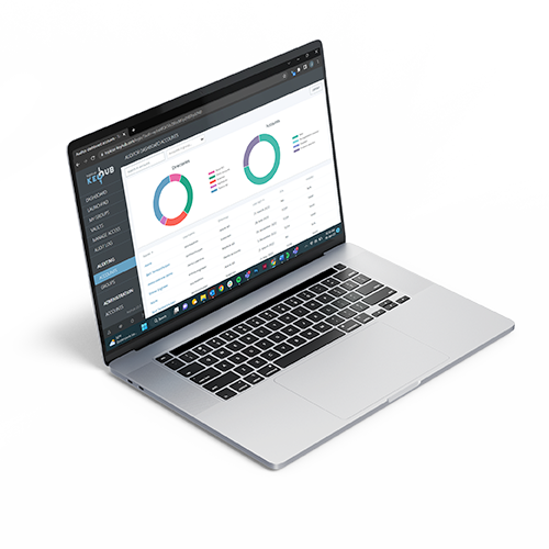 Topicus KeyHub audit dashboard on laptop