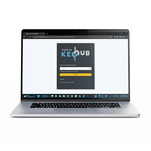 Topicus KeyHub login page on laptop Topicus KeyHub login page on laptop
